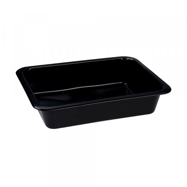 400 Stk. Mehrweg-Menüschale PP Lunch ungeteilt schwarz 227x178x49 mm 1270 ml